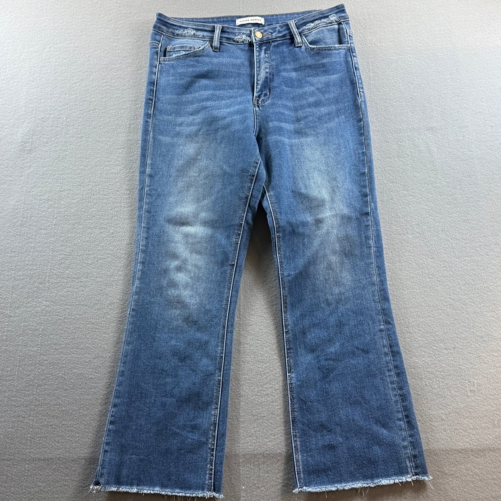 Flying Monkey Jeans Women 30 Blue Distressed Raw Hem Flare Denim 32x26